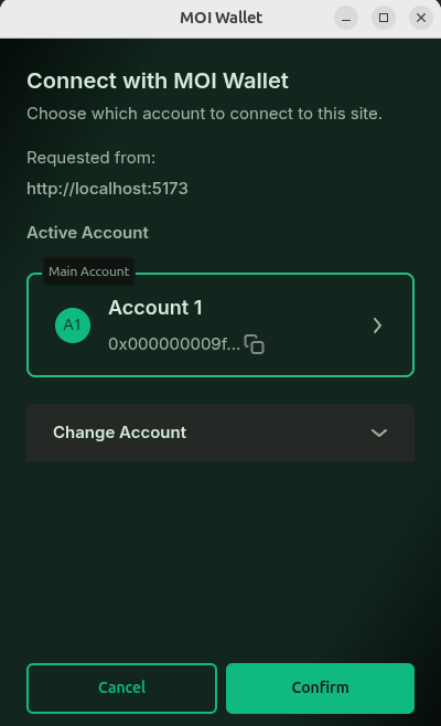 Chrome extension DApp connection approval popup