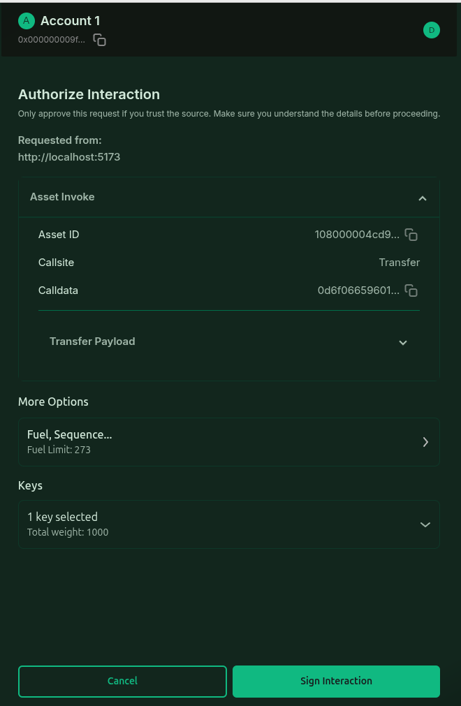 Chrome extension sign interaction popup approval screen