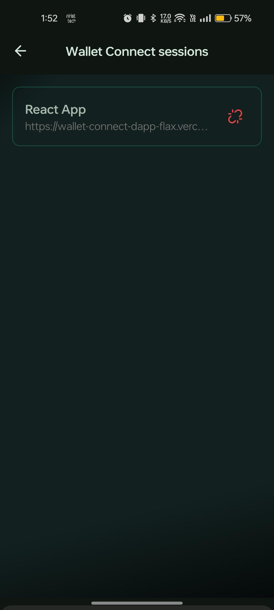 Mobile DApp Connections screen listing active WalletConnect sessions